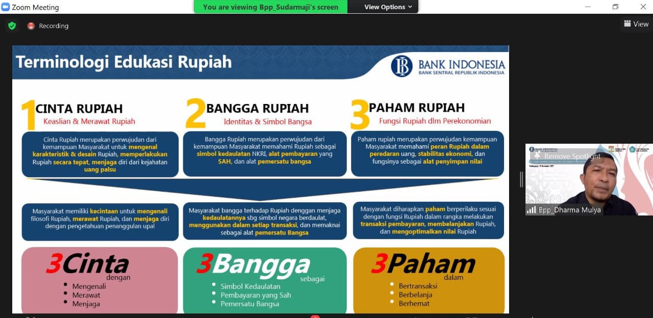 BI Balikpapan gelar pelatihan pengelolaan keuangan dan pahami rupiah secara daring