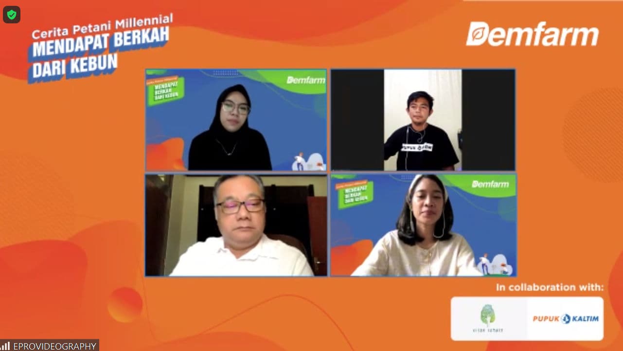 alk Show yang diinisiasi Demfarm.id pada Minggu (28/11/2021) menghadirkan Soraya Cassandra selaku Founder Kebun Kumara, Adrian R.D. Putera selaku Project Manager Program Makmur PKT, dan Iqbal sebagai perwakilan petani milenial binaan PKT