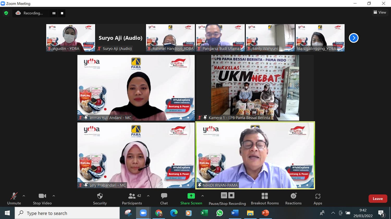 #YukExplore UMKM Indonesia kali ini diadakan YDBA secara virtual di wilayah Bontang dan Paser, Kalimantan Timur dengan tema “Wujudkan Sustainability UMKM melalui Community Development” pada Selasa 29 Maret 2022