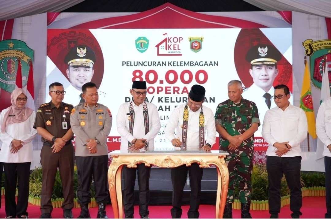 Peluncuran Koperasi Merah Putih Kelurahan Lempake rangkaian dari peluncuran kelembagaan 80.000 Koperasi Desa/Kelurahan Merah Putih yang dipusatkan di Klaten, Jawa Tengah oleh Presiden RI Prabowo Subianto. (Adpimprov/Hudais)