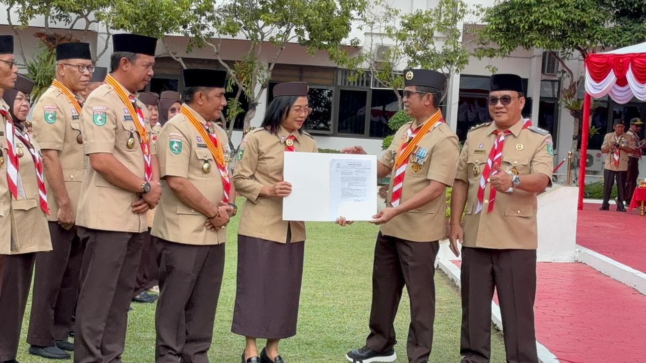 Wali Kota Rahmad Mas’ud Bikin Sejarah, Hibahkan Lahan untuk Pramuka dalam Upacara Hari Pramuka ke 64 tahun 2025 di halaman Balikota Balikpapan pada Kamis 14 Agustus 2025