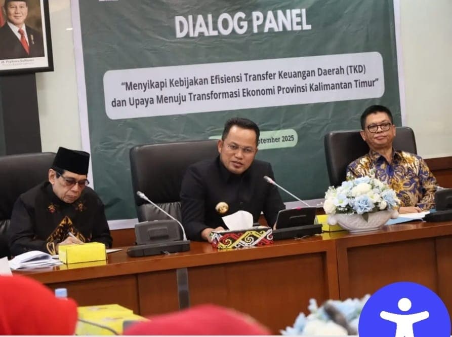 Gubernur Rudy Mas’ud bersama Irianto Lambrie, dan Farid Wajdy menyikapi kebijakan pemangkasan TKD.