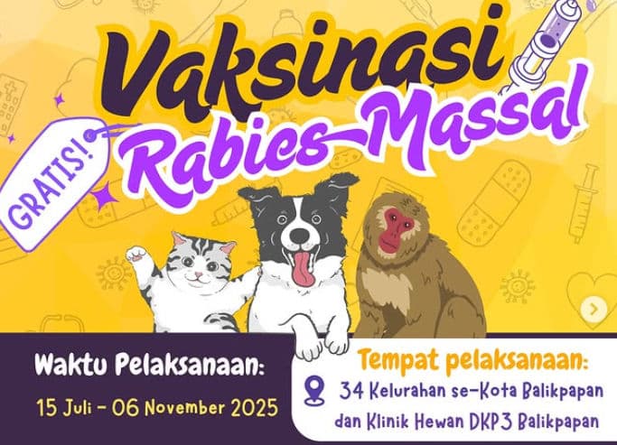 Vaksinasi Rabies Massal Gratis Masih Dibuka hingga November 2025