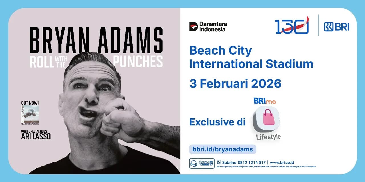 Praktis! Ini Cara Beli Tiket Konser Bryan Adams ‘Roll With The Punches Live in Jakarta 2026’ via BRImo