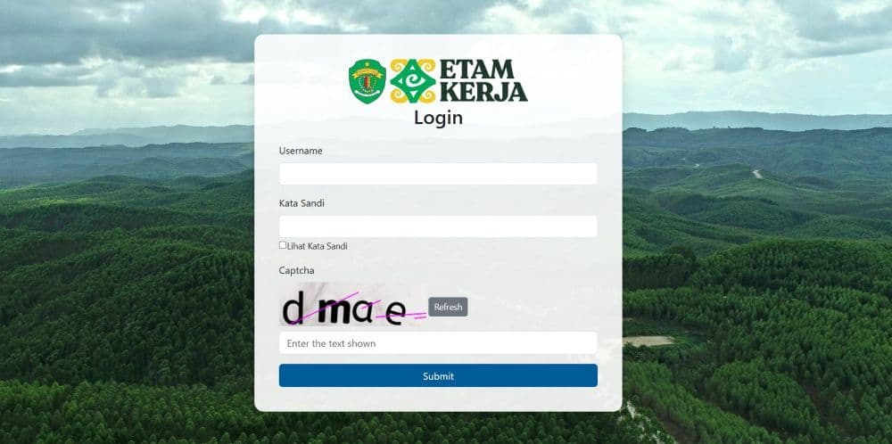 Tampilan aplikasi 'Etam Kerja' Disnakertrans Kaltim. 