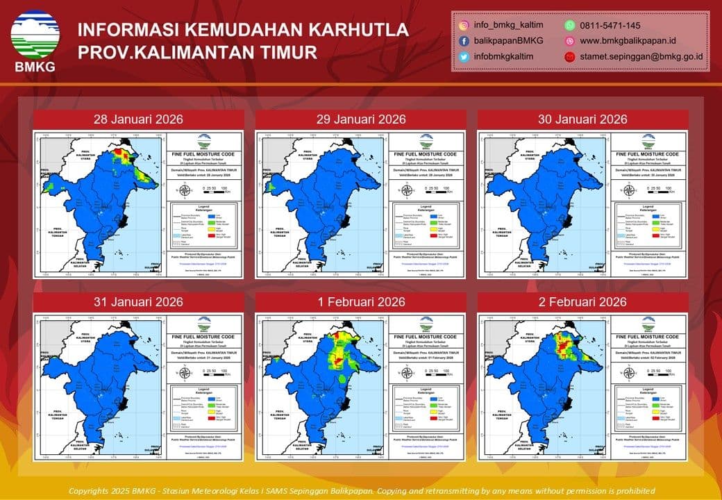Potensi Karhutla Kaltim Meningkat Awal Februari 2026