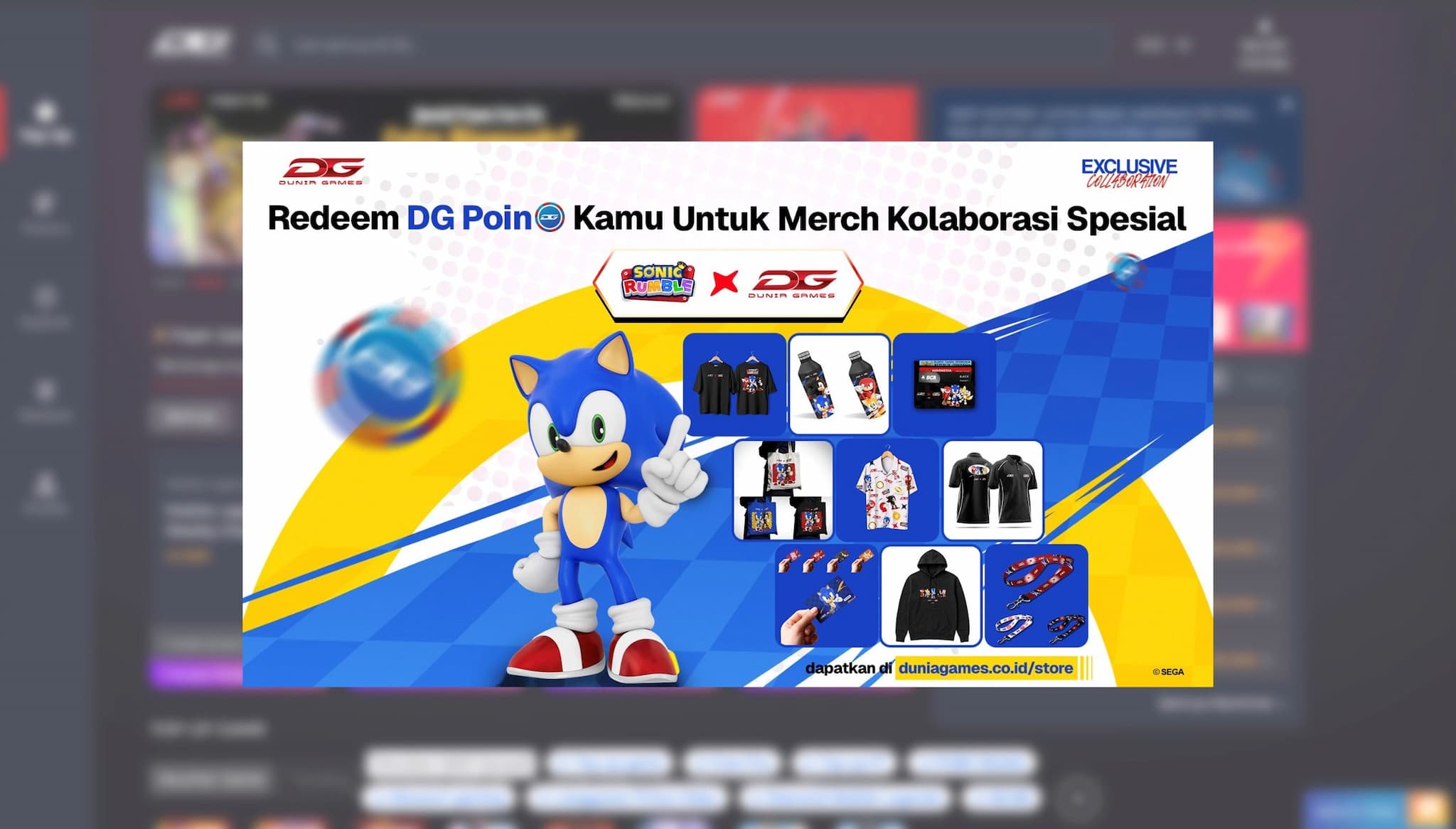 Top Up Dunia Games, Koleksi Merchandise Sonic