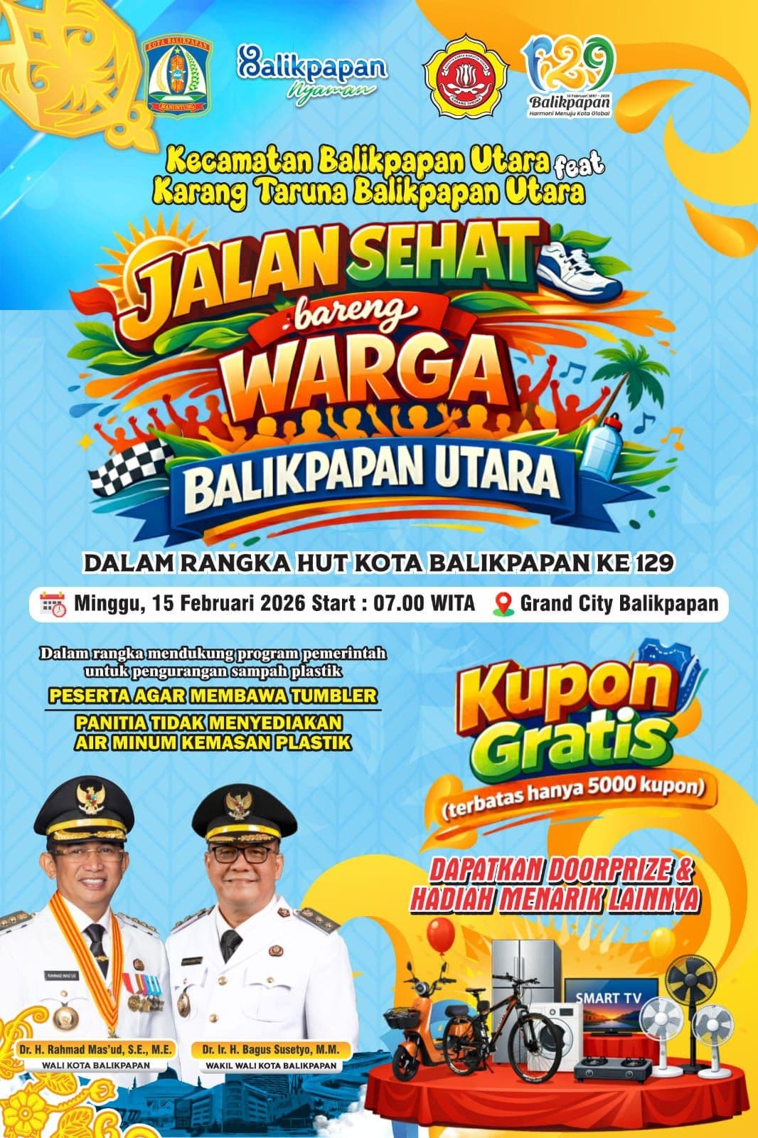 Ribuan Warga Siap Serbu Jalan Sehat HUT ke-129 Balikpapan
