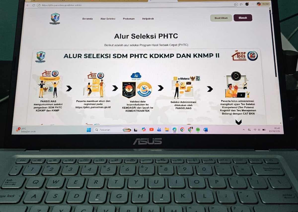 Laman phtc.panselnas.go.id untuk pendaftaran calon pekerja Koperasi Merah Putih sudah bisa diakses. 