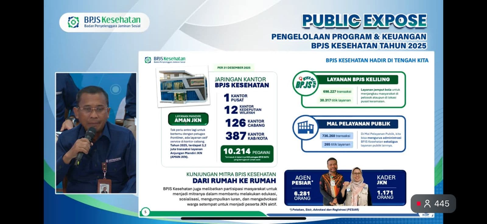 Direktur Utama BPJS Kesehatan, Prihati Pujowaskito, Public Expose BPJS Kesehatan 2025 yang berlangsung secara online dan offline pada Kamis, 2 Juli 2026.