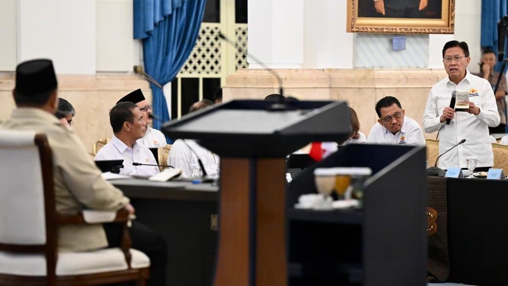Pemilik grup Lippo. James Riady dalam pertemuan dengan Presiden RI Prabowo Subianti, Jumat (31/7/2026). 
