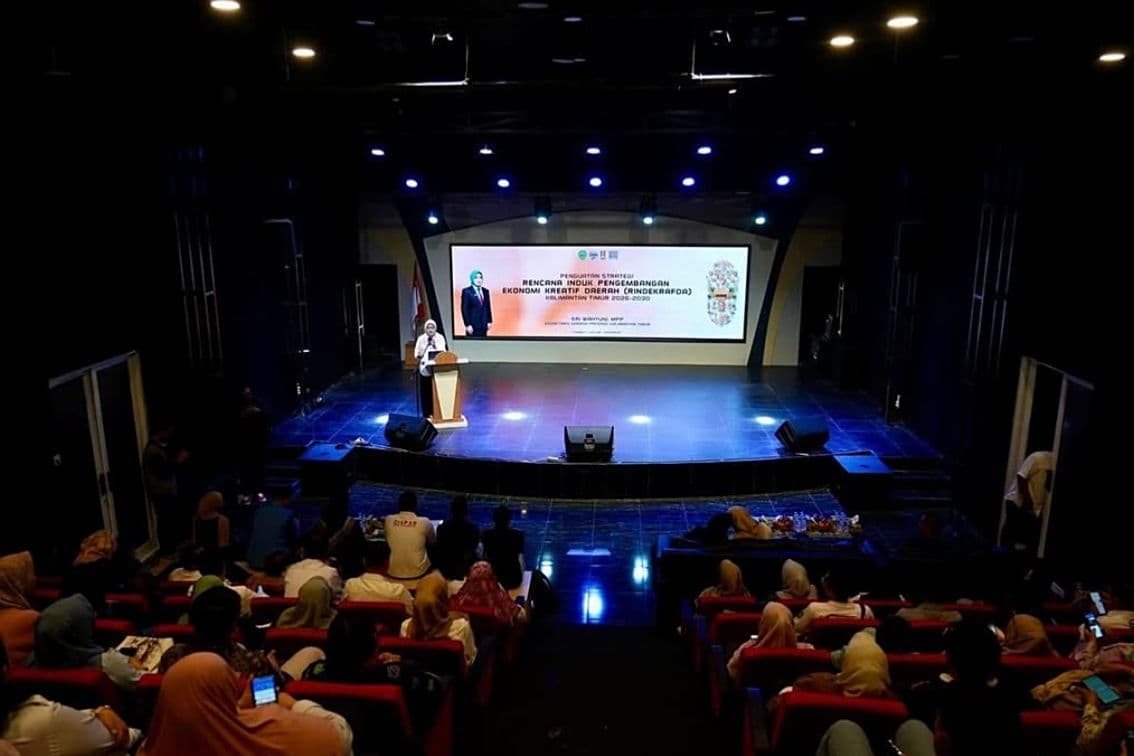 Penguatan Strategi Rencana Induk Pengembangan Ekonomi Kreatif Daerah (Rindekrafda) Kalimantan Timur 2026-2030 di Temindung Creative Hub, Rabu 13 Mei 2026.