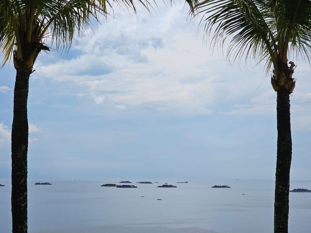 Barisan ponton mengangkut batu bara melintas di teluk Balikpapan menuju Balikpapan Coal Terminal (BCT). Ekspor meningkat pada kuartal pertama 2026